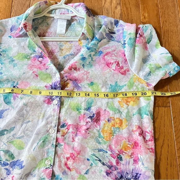 Alfred Dunner Button Up Shirt Small Multi‎ Pastel Floral Cottagecore Y2K Summer - Picture 17 of 17